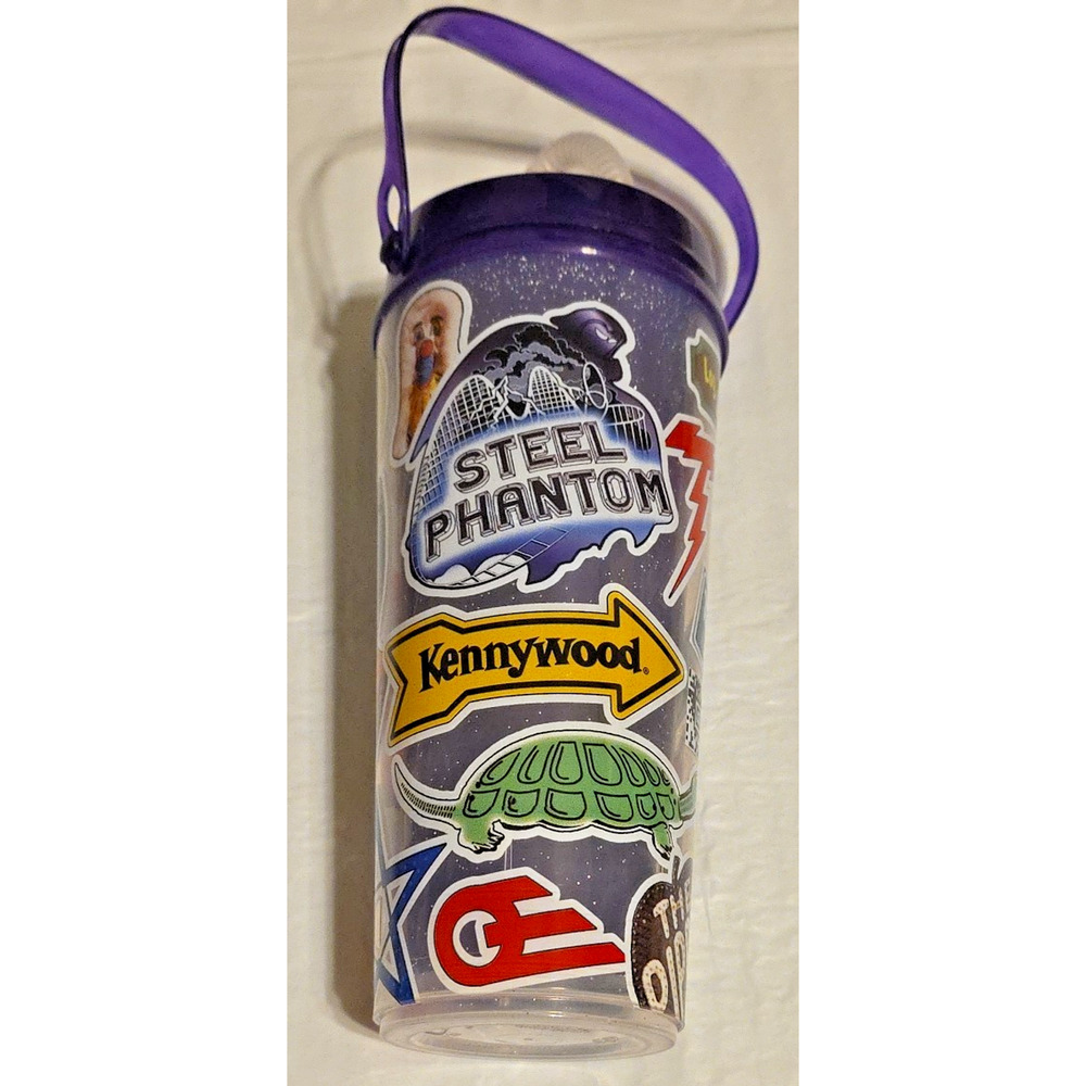 Kennywood Reusable 2023 Souvenir Cup With Straw Log Jammer Pippin Steel Whirley